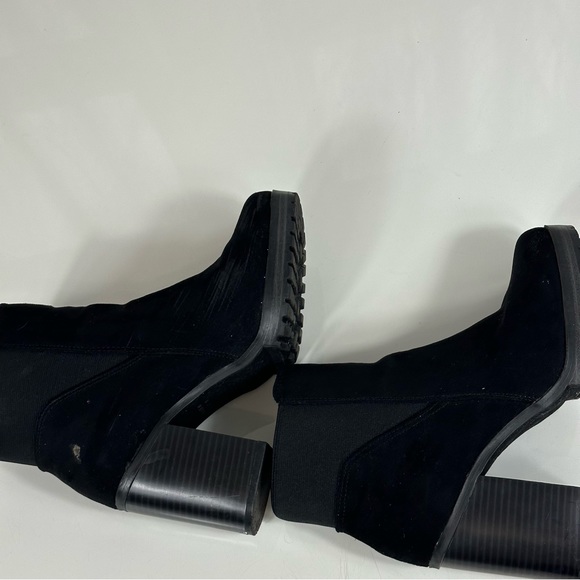 SOLD 🌟PRIMARK BOOTS chunky heel SOLID BLACK pull on boots size 8 casual to da - Picture 4 of 9